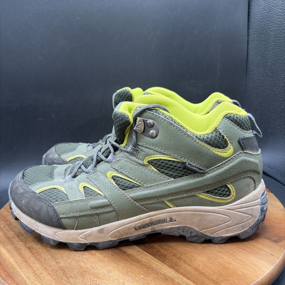 Merrell Moab Mid Waterproof Mens Size 7 Hiking Boots Green Shoes MK265032